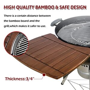 OLIGAI Grill Table for Weber Kettle Grill,Bamboo Charcoal Grill Table Shelf for 22 in Weber Mast Touch Grill,Upgrade Grill Side Table for 22" Weber Kettle Grill,Weber Master Touch Grill Accessories