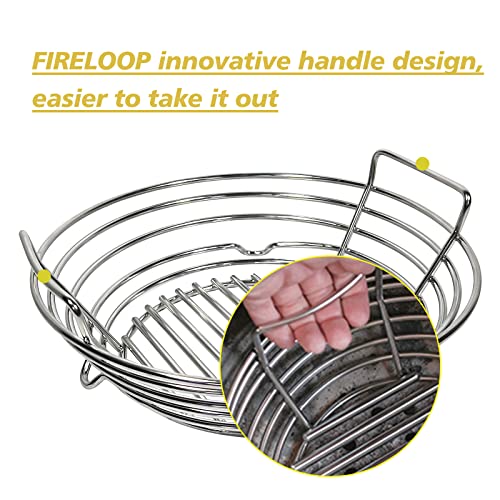 Stainless Steel Charcoal Ash Basket Fits for Kamado Joe JR Charcoal Ash Basket Charcoal Holder with Handles