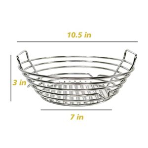 Stainless Steel Charcoal Ash Basket Fits for Kamado Joe JR Charcoal Ash Basket Charcoal Holder with Handles