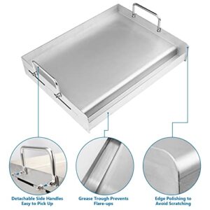 Utheer Grill Parts with 7636 Flavor Bars, 69787 Grill Burner and Ignitor for Weber Spirit 300 Series with Front Control, Universal Stainless Steel Griddle, 17" x 13" Griddle Flat Top Plate