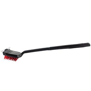 Dyna-Glo DG18RBN-D w Bristles and Stainless Steel Scraper 18" Flat Top Nylon Grill Brush, Black/red