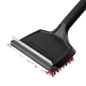 Dyna-Glo DG18RBN-D w Bristles and Stainless Steel Scraper 18" Flat Top Nylon Grill Brush, Black/red