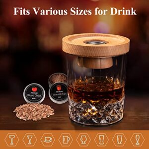 Cocktail Smoker Kit with Torch, Bourbon Whiskey Smoker Infuser Kit with 4 Flavors Wood Chips, Old Fashioned Smoker Kit with Drink Smoker Accessories as for Men, Dad, Husband