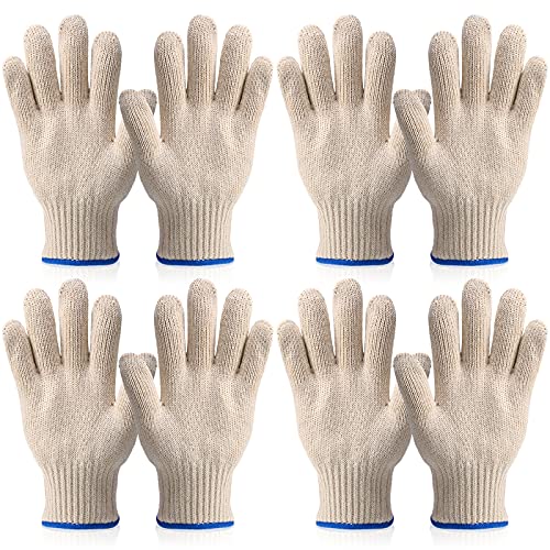 SATINIOR 4 Pairs Oven Gloves Heat Resistant with Finger Kitchen BBQ Baking Cooking and Grill Mitts Thick But Lightweight White Safety Glove Indoor Outdoor Resist Temperature up to 480 Degrees