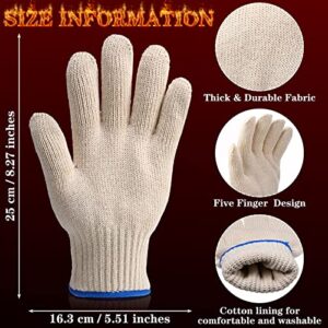 SATINIOR 4 Pairs Oven Gloves Heat Resistant with Finger Kitchen BBQ Baking Cooking and Grill Mitts Thick But Lightweight White Safety Glove Indoor Outdoor Resist Temperature up to 480 Degrees