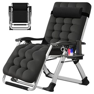 slsy zero gravity chair, reclining lounge chair with removable cushion & tray for indoor and outdoor, patio recliner folding reclining chair