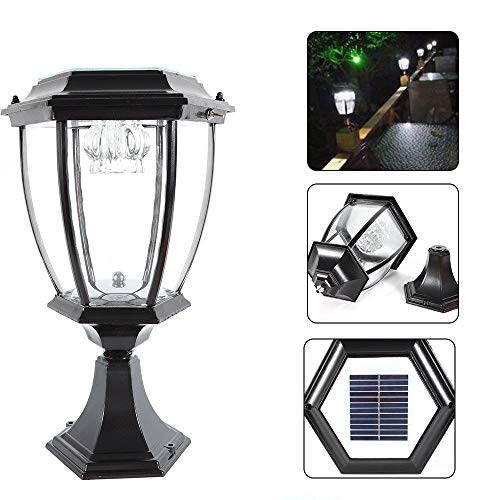 Aluminum Retro Solar Post Cap Light, Outdoor Garden Patio Summit Solar Powered Post Cap Light for Woods Posts （Black）