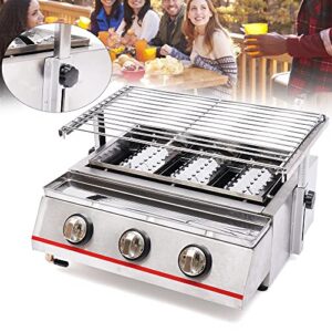 Tabletop Grill,Portable Stainless Steel Smokeless LPG Gas BBQ Grill with 3 Independent Switches,2800PA,Perfect for Camping, Parties,Barbeque,Picnics or any Outdoor Use (3 Burners)