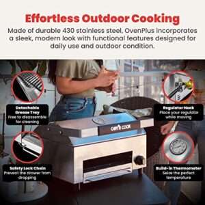 CAPT'N COOK OvenPlus Portable Gas Pizza Oven - Double Cooking Design For Crispy Crust and Well-cooked topping, No need to Spin, Outdoor baking and grilling, Cook with Ease, with Pizza Cutter and Peel