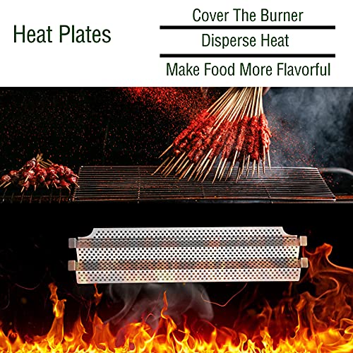 Damile Stainless Steel Grill Heat Plates Heat Shield Burner Cover, BBQ Gas Grill Replacement Parts for Viking VGBQ 30 in T Series, VGBQ 41 in T Series, VGBQ 53 in T Series, VGBQ30, VGBQ41, VGBQ53