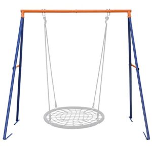 super deal heavy duty swing frame extra large full steel all weather a-frame swing stand with ground stakes, 72" height 87" length fits for most swings, fun for kids outdoor backyard, 440lbs