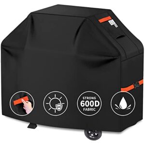 grill cover bbq grill cover 600d heavy duty waterproof gas grill cover, uv & dust & rip-proof, barbecue grill covers for weber, brinkmann, char broil grills and more, (59" l x 24" w x 46" h, black)