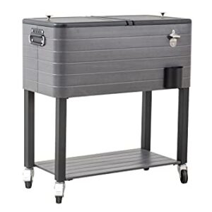 Sunjoy A601000800 80QT Gray Wood Grain Finish Cooler