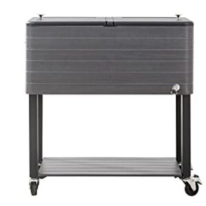 Sunjoy A601000800 80QT Gray Wood Grain Finish Cooler