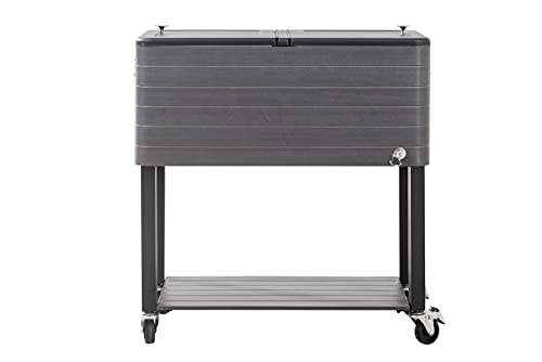 Sunjoy A601000800 80QT Gray Wood Grain Finish Cooler