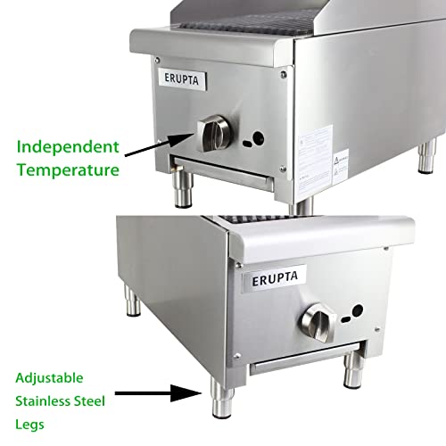 ERUPTA Commercial gas Charbroilers 12'' Natural/Propane Gas grill with 1 Burners BTU 28,000 Restaurant Equipment