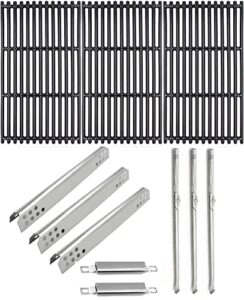 hongso grill parts for charbroil 466242815 466242716 466242715 463276016 463242716 models, 17" grill grates 3 pack heat plates burner tubes and carryover tubes included