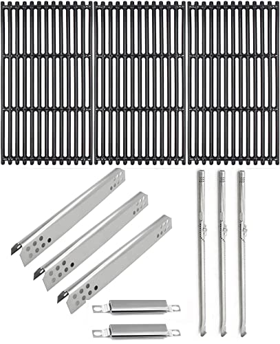 Hongso Grill Parts for Charbroil 466242815 466242716 466242715 463276016 463242716 Models, 17" Grill Grates 3 Pack Heat Plates Burner Tubes and Carryover Tubes Included