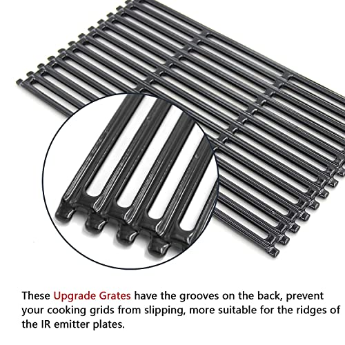 Hongso Grill Parts for Charbroil 466242815 466242716 466242715 463276016 463242716 Models, 17" Grill Grates 3 Pack Heat Plates Burner Tubes and Carryover Tubes Included