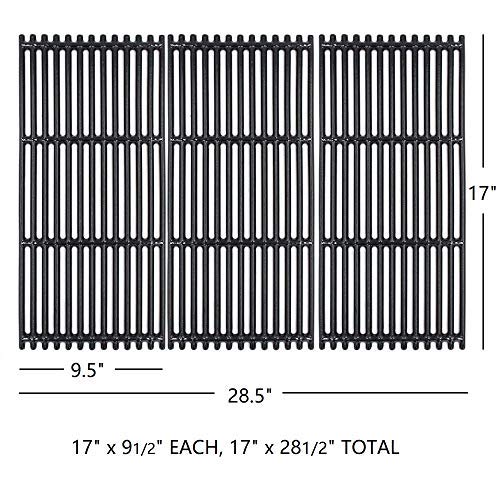 Hongso Grill Parts for Charbroil 466242815 466242716 466242715 463276016 463242716 Models, 17" Grill Grates 3 Pack Heat Plates Burner Tubes and Carryover Tubes Included