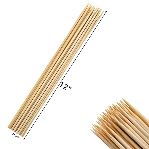 Fasmov Bamboo Skewer Sticks, 1000 Pack 12 inches Barbecue Kabob Skewers for Grill, BBQ, Kebab, Marshmallow Roasting or Fruit Sticks