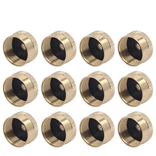XtremeAmazing 12 Pack Universal Solid Brass Refill 1 LB Propane Bottle Gas Tank Cylinder Sealed Protect Cap for Outdoor Camping