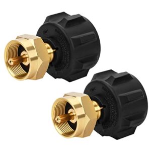 GasSaf Propane Refill Adapter 1 to 20 lb Cylinder Tank Coupler Universal for Type 1 QCC1 Propane Cylinder and One Pound Throwaway Disposable Bottle - Solid Brass（2 PCS