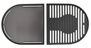 bbq grill cast iron cooking grate griddle combo for coleman roadtrip x-cursion, lx, lxe, 285 grills, compatible with swatop accessories, 2-pack