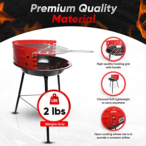 Gas One Charcoal Grill – 16-inch Portable Charcoal Grill – Barbecue Grill with 4 Levels for Flame Control – Dual Venting System – Small Charcoal Grill for Backyard, Camping, Boat