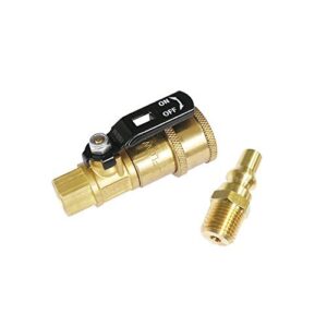 nigo industrial co. propane/nature gas 1/4" quick connect kit, shut-off valve & full flow plug, 1/4" quick disconnect kit (100% solid brass)