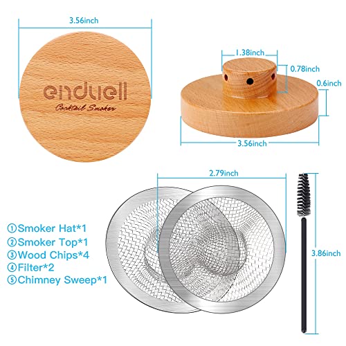 Enduell Cocktail Smoker kit, Drink Smoker Infuser Kit, Old Fashioned Smoker Kit, Apple Wood Chips, Whiskey Smoker kit Top, This Glass Smoker Kit is a Great Gift Idea