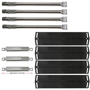 hisencn replacement parts kit for charbroil 4 burner 463211512, 463211513, 463211514 gas grill, stainless steel grill burner, porcelain steel heat tent shield deflector, adjustable carryover tube