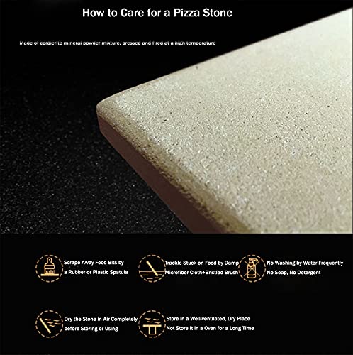 Cordierite Pizza Stone for Grill/Pizza Oven/Smoker, 12-Inch Square Ceramic Pizza Stone, Baking Stone for Bread and Cookies,Thermal Shock Resistant Cooking Stone