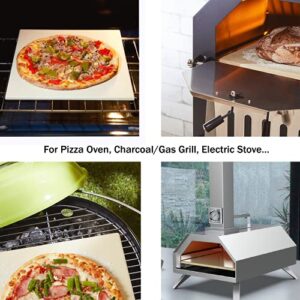 Cordierite Pizza Stone for Grill/Pizza Oven/Smoker, 12-Inch Square Ceramic Pizza Stone, Baking Stone for Bread and Cookies,Thermal Shock Resistant Cooking Stone