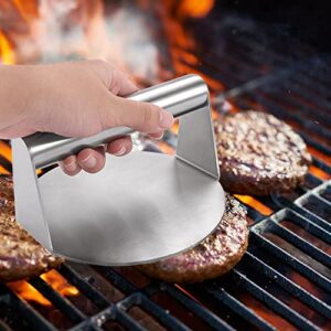 Leden Stainless Steel Burger Press for Griddle, 5.5 Inch Round Hamburger Press Patty Maker, Non-Stick Burger Smasher, Bacon Press Perfect for Flat Top Grill Cooking