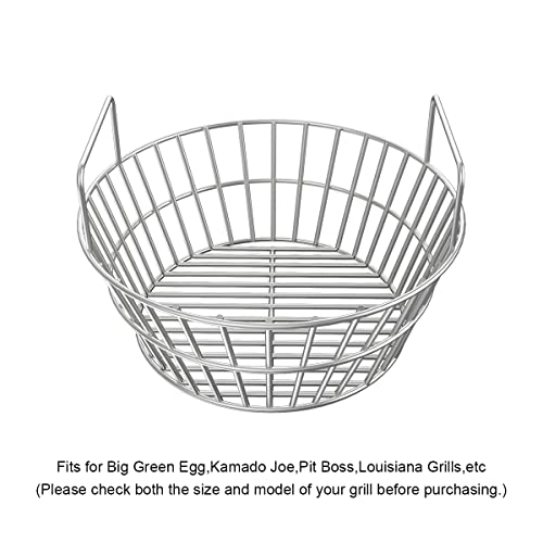 Stainless Charcoal Ash Basket for Large BGE Grill, Charcoal Grill Ash Basket also fits Kamado Joe Classic and Other Similar Grills