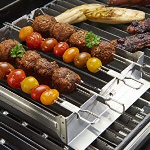 Broil King 69138 Narrow Kebab Rack, Set of 4-12-in / 30.5 cm skewers, Silver