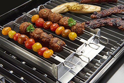 Broil King 69138 Narrow Kebab Rack, Set of 4-12-in / 30.5 cm skewers, Silver