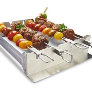 Broil King 69138 Narrow Kebab Rack, Set of 4-12-in / 30.5 cm skewers, Silver