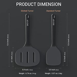 Dailychef Large Silicone XL Turner Set Black - Slotted Turner Wide Spatula Pancake Flipper