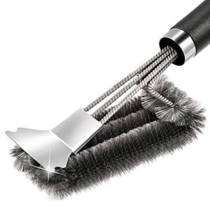 grill brush, grill scraper for outdoor grill, bbq grill brush bristle free, 3 in 1 bristles grill cleaning brush, efficient and easy to clean grill brush