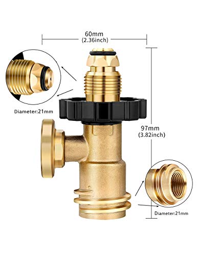 REFFU POL Propane Tank Adapter with Gauge Converts POL LP Tank Service Valve to QCC1 / Type 1, Old to New Connection Type, Propane Tank Gauge for BBQ Gas Grill, Propane Cylinder,RV Camper,Heater