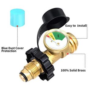 REFFU POL Propane Tank Adapter with Gauge Converts POL LP Tank Service Valve to QCC1 / Type 1, Old to New Connection Type, Propane Tank Gauge for BBQ Gas Grill, Propane Cylinder,RV Camper,Heater