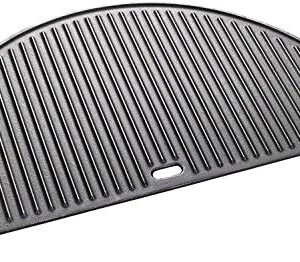 18" Half Moon Cast Iron Reversible Griddle for Kamado Joe KJ-23RHC Classic II, KJ23NRHCI Classic III, KJ23RH Classic I, Stand-Alone Classic, Large Big Green Egg, Kamado Grill Replacement Part