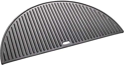 18" Half Moon Cast Iron Reversible Griddle for Kamado Joe KJ-23RHC Classic II, KJ23NRHCI Classic III, KJ23RH Classic I, Stand-Alone Classic, Large Big Green Egg, Kamado Grill Replacement Part