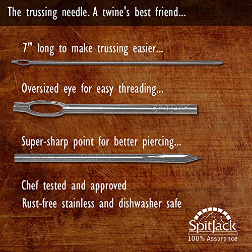 SpitJack 7" Trussing Needle SS for Whole Hog, Pig, Lamb, Roast Beef & Turkey (1)