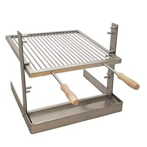 spitjack portable camping grill. cook over a fireplace or campfire with an all ss argentine santa maria cooking grate and drip pan. 18 x 17 inch grill