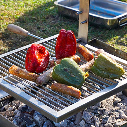 SpitJack Portable Camping Grill. Cook Over a Fireplace or Campfire with an All SS Argentine Santa Maria Cooking Grate and Drip Pan. 18 X 17 Inch Grill