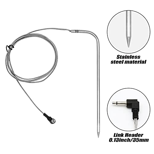 Replacement Meat Probe for Traeger Pellet Gril,Stainless Steel Thermometer Meat Probe with Stainless Steel Probe Clip Accessories Compatible with Traeger Grills,Set of 2