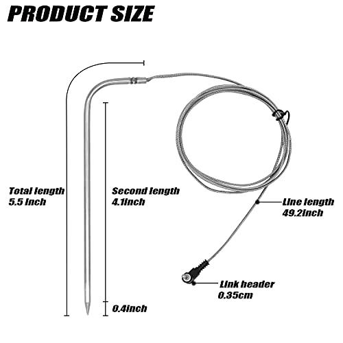 Replacement Meat Probe for Traeger Pellet Gril,Stainless Steel Thermometer Meat Probe with Stainless Steel Probe Clip Accessories Compatible with Traeger Grills,Set of 2